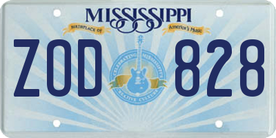 MS license plate ZOD828