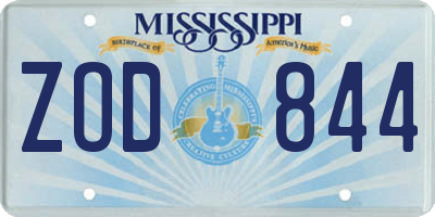 MS license plate ZOD844