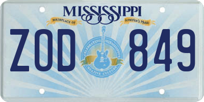 MS license plate ZOD849