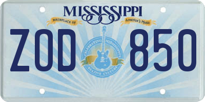 MS license plate ZOD850