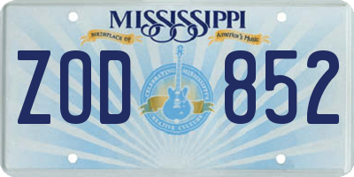 MS license plate ZOD852