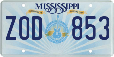 MS license plate ZOD853