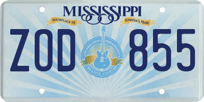 MS license plate ZOD855