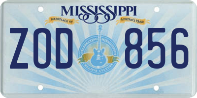 MS license plate ZOD856