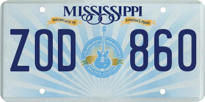 MS license plate ZOD860