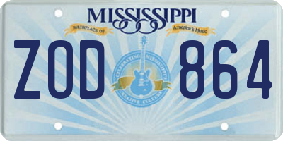 MS license plate ZOD864