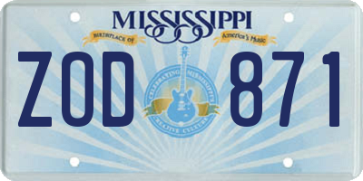 MS license plate ZOD871