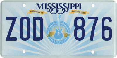 MS license plate ZOD876
