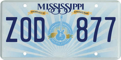 MS license plate ZOD877