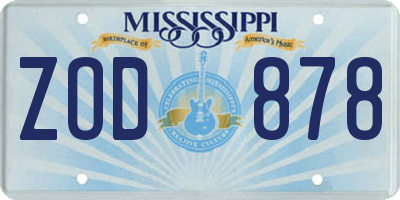 MS license plate ZOD878