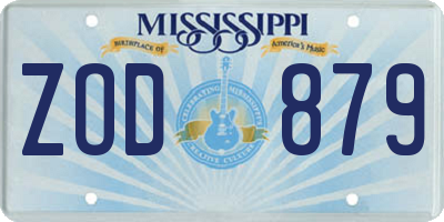MS license plate ZOD879