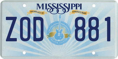 MS license plate ZOD881