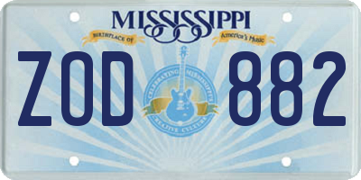 MS license plate ZOD882