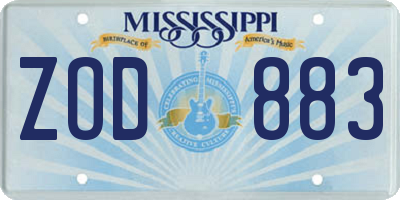 MS license plate ZOD883
