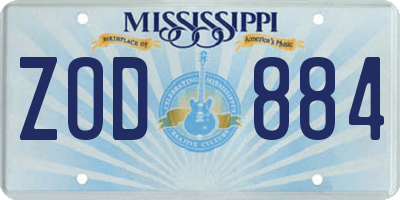 MS license plate ZOD884