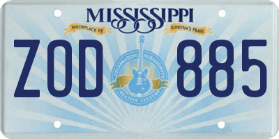 MS license plate ZOD885