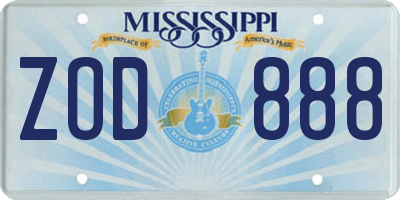 MS license plate ZOD888