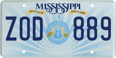 MS license plate ZOD889
