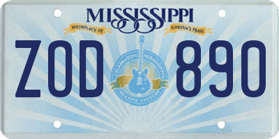 MS license plate ZOD890