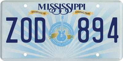 MS license plate ZOD894