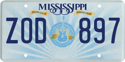 MS license plate ZOD897