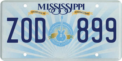 MS license plate ZOD899