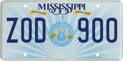 MS license plate ZOD900