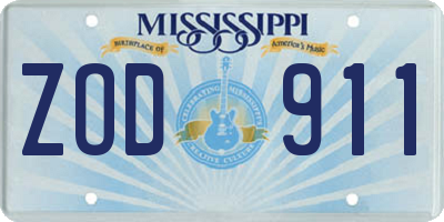 MS license plate ZOD911