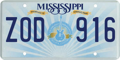MS license plate ZOD916