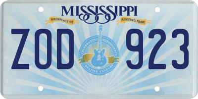 MS license plate ZOD923