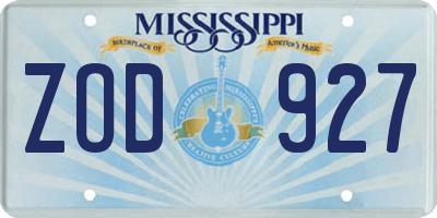 MS license plate ZOD927