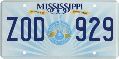 MS license plate ZOD929
