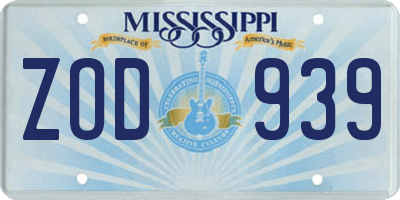 MS license plate ZOD939