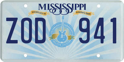 MS license plate ZOD941