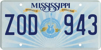 MS license plate ZOD943