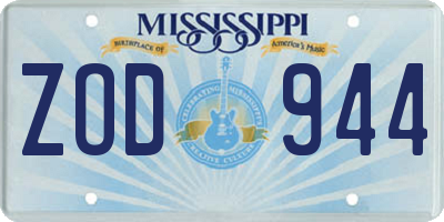 MS license plate ZOD944
