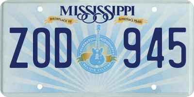 MS license plate ZOD945