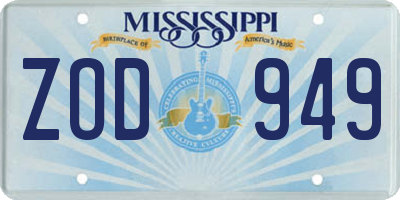 MS license plate ZOD949