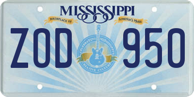 MS license plate ZOD950