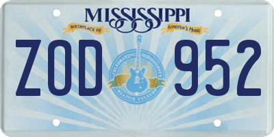 MS license plate ZOD952