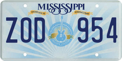 MS license plate ZOD954