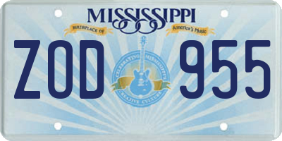 MS license plate ZOD955