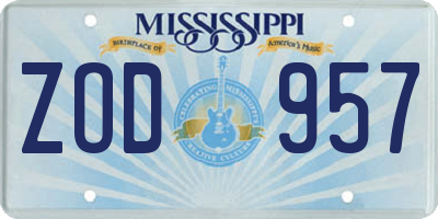 MS license plate ZOD957