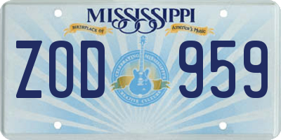 MS license plate ZOD959