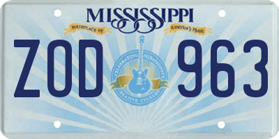 MS license plate ZOD963