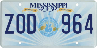 MS license plate ZOD964