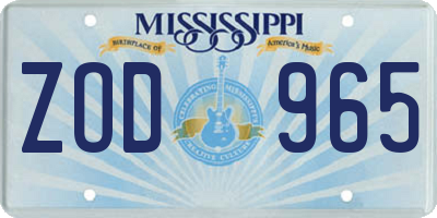 MS license plate ZOD965