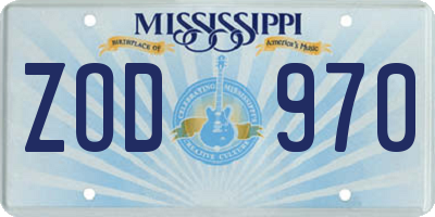 MS license plate ZOD970