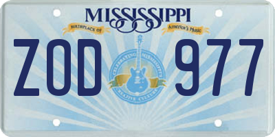 MS license plate ZOD977