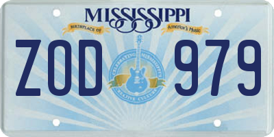 MS license plate ZOD979